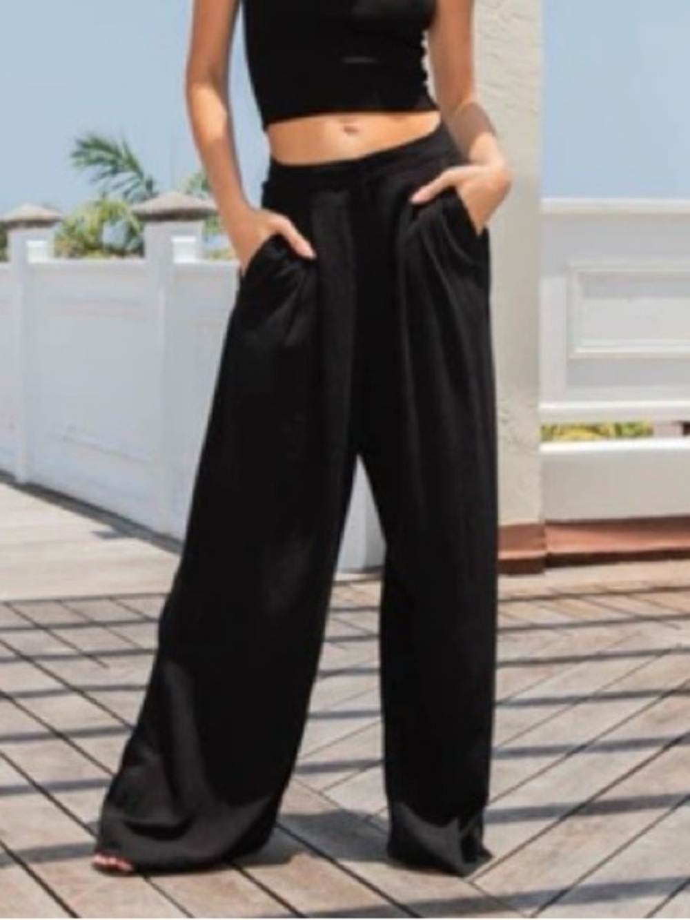 NWT Noli Seychelles Relaxed Linen Pants Trousers Black Size XS